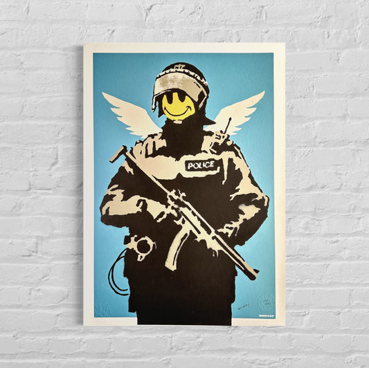 Genummerde editie BANKSY Flying Copper Gesigneerd - certificaat - Wall Art, Grafitti Art, Lithograph, Stencil Art