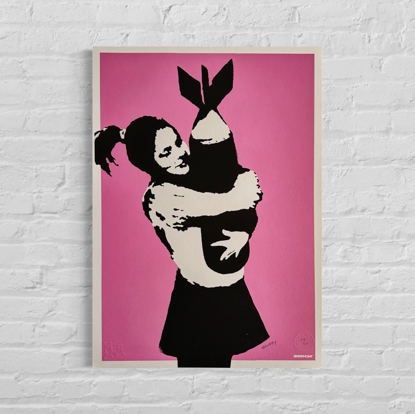 Genummerde editie BANKSY Bomb Lover Gesigneerd - certificaat - Wall Art, Grafitti Art, Lithograph, Stencil Art