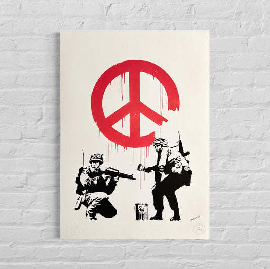 BANKSY Cnd Soldiers Gesigneerd - certificaat - Banksy Grafitti Art, Banksy Wall Art, Banksy Lithograph, Banksy Gift, Banksy Stencil Art