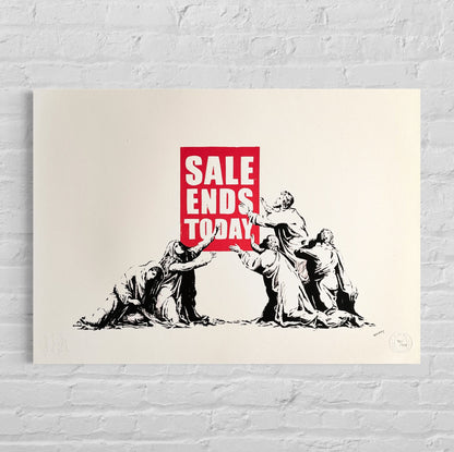 Genummerde editie BANKSY Sale Ends Today Gesigneerd - certificaat - Wall Art, Grafitti Art, Lithograph, Stencil Art