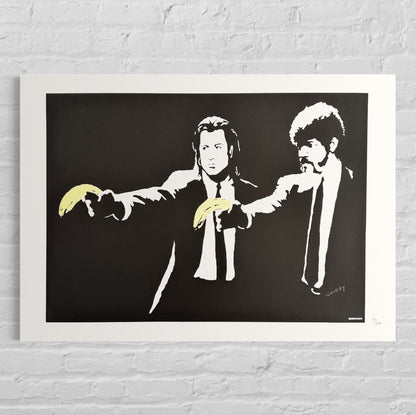 Genummerde editie BANKSY Pulp Fiction Gesigneerd - certificaat - Wall Art, Grafitti Art, Lithograph, Stencil Art