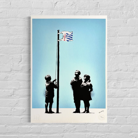 Genummerde editie BANKSY Very Little Helps Gesigneerd - certificaat - Banksy Stencil Wall Art, Grafitti Art, Lithograph, Stencil Art