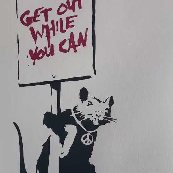 BANKSY  Get Out While You Can Gesigneerd - certificaat - Banksy Grafitti Art, Banksy Wall Art, Banksy Lithograph, Banksy Gift,