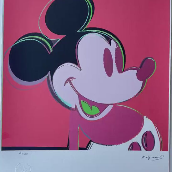 Genummerde editie ANDY WARHOL Mickey mouse rood Gesigneerd - Certificaat - Leo Castelli - Pop art -- lithograph