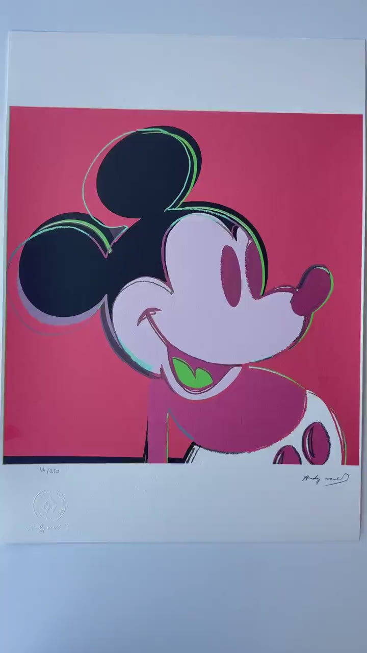 Genummerde editie ANDY WARHOL Mickey mouse rood Gesigneerd - Certificaat - Leo Castelli - Pop art -- lithograph