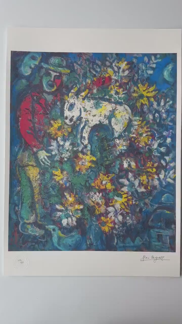 Genummerde editie Marc Chagall boeket bloemen Gesigneerd - certificaat - lithograph