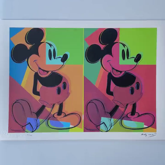 Genummerde editie ANDY WARHOL double mickey  Gesigneerd - Certificaat Leo Castelli - Pop art - lithograph