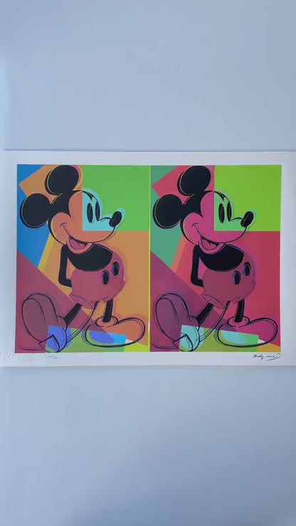 Genummerde editie ANDY WARHOL double mickey  Gesigneerd - Certificaat Leo Castelli - Pop art - lithograph