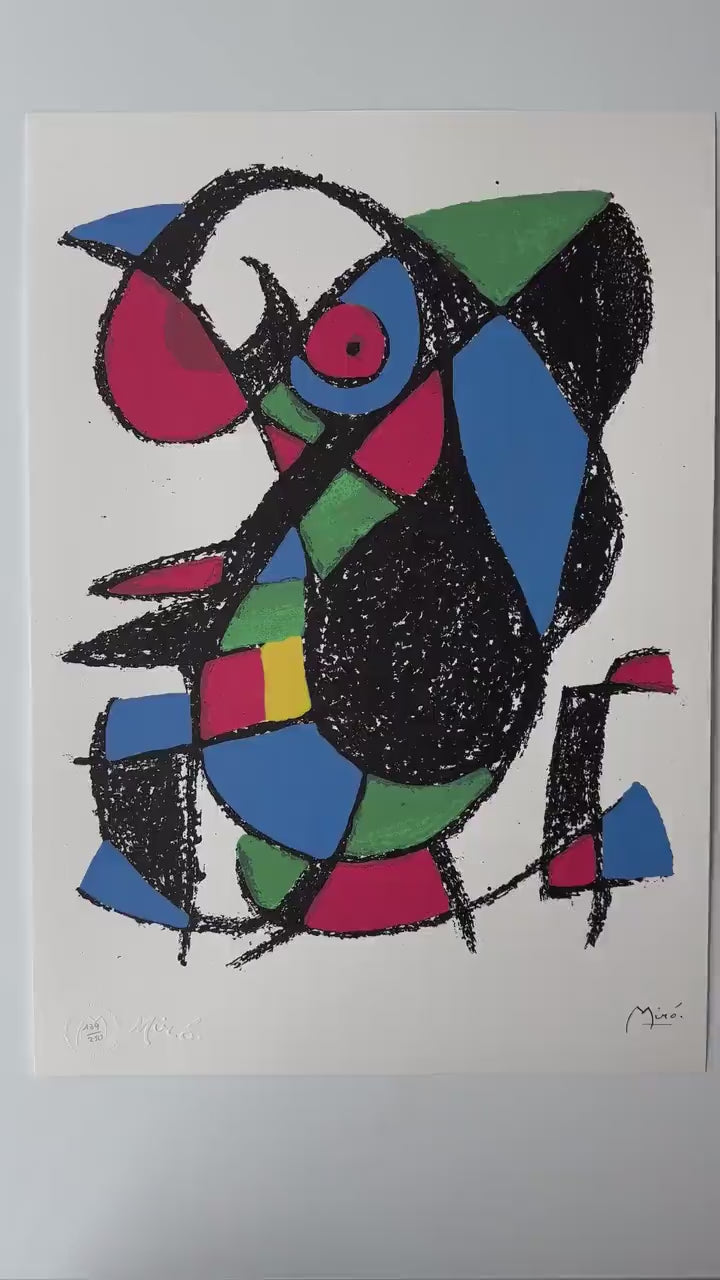 Joan Miró, Abstract prachtige levendige kleuren - Gesigneerd - Certificaat - stempel limited Barcelona Espana - Arches paper