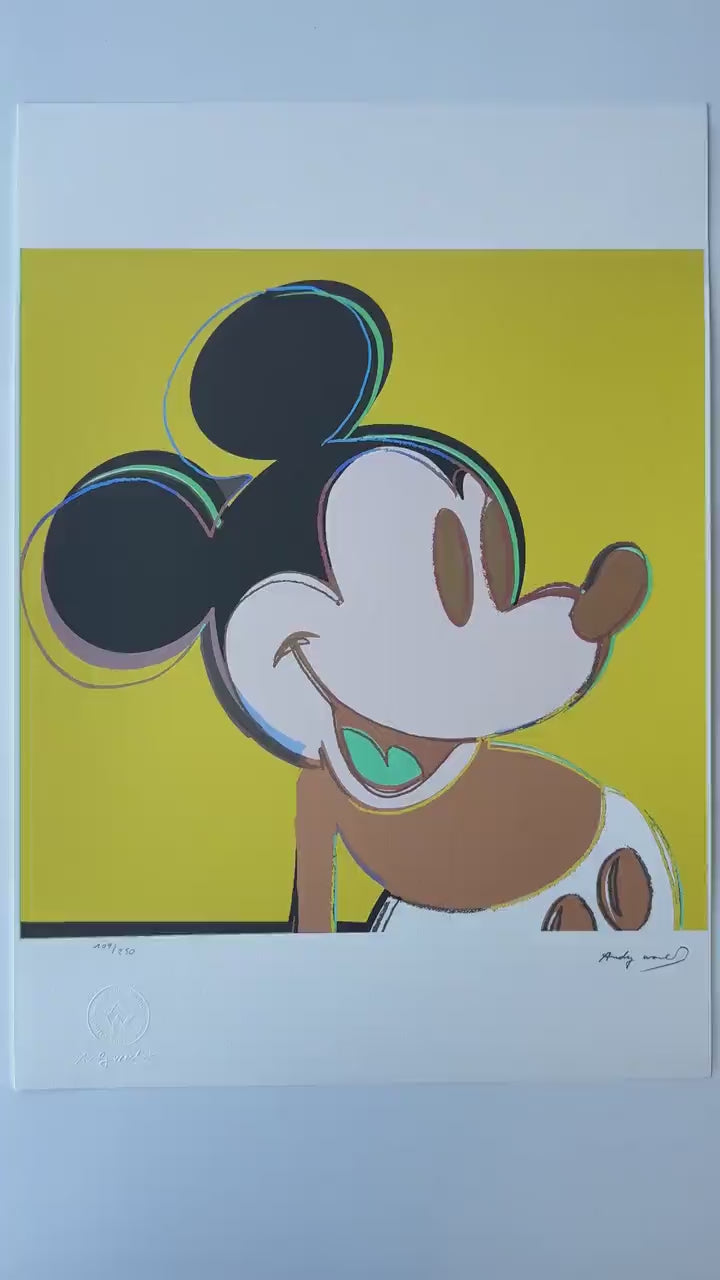 Genummerde editie ANDY WARHOL Mickey mouse geel Gesigneerd - Certificaat - Leo Castelli - Pop art -- lithograph