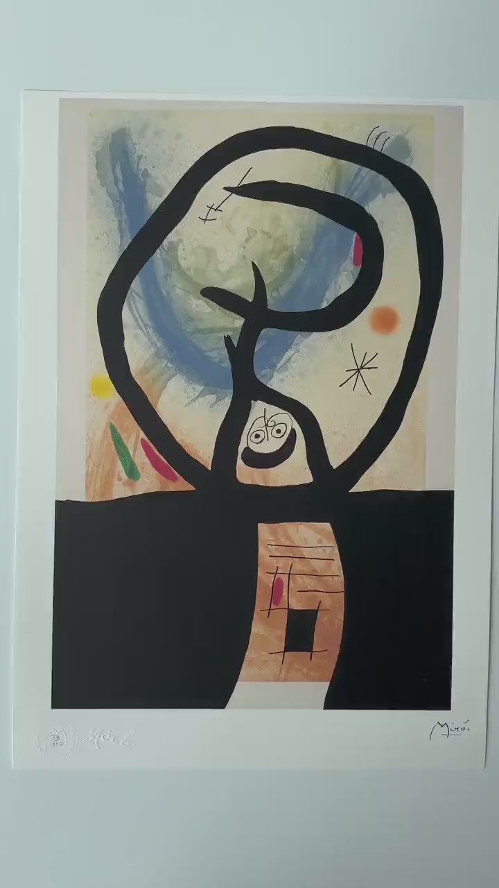 Joan Miró, Abstract prachtige levendige kleuren - Gesigneerd - Certificaat - stempel limited Barcelona Espana - Arches paper