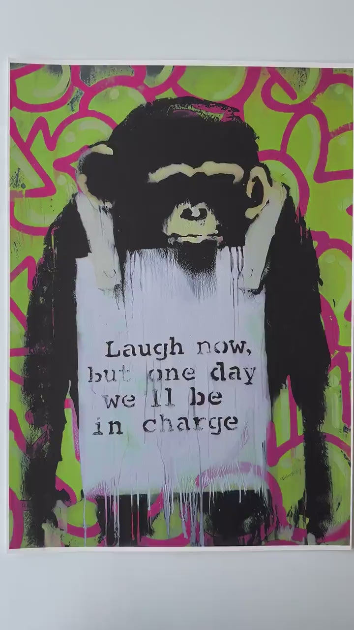 BANKSY Laugh now Gesigneerd - certificaat - Banksy Grafitti Art, Banksy Wall Art, Banksy Lithograph, Banksy Gift, Banksy Stencil Art