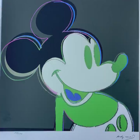 Genummerde editie ANDY WARHOL Mickey mouse zwart groen Gesigneerd - Certificaat - Leo Castelli - Pop art -- lithograph