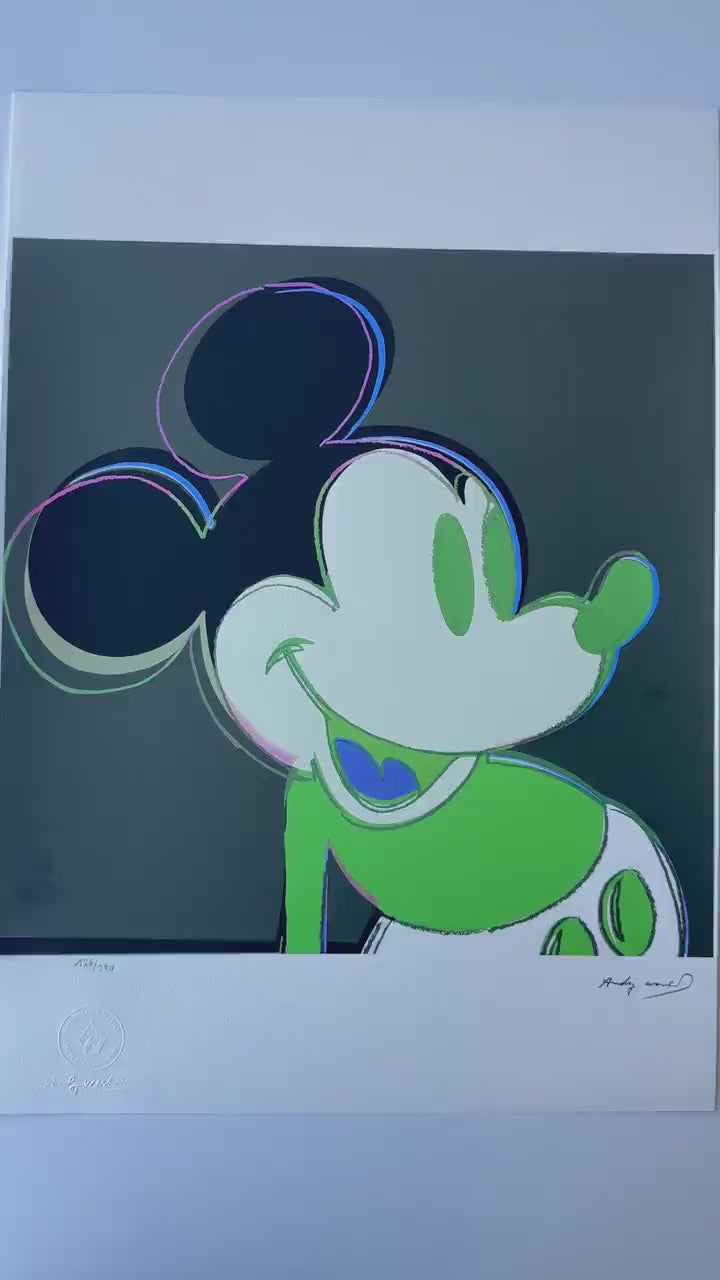 Genummerde editie ANDY WARHOL Mickey mouse zwart groen Gesigneerd - Certificaat - Leo Castelli - Pop art -- lithograph