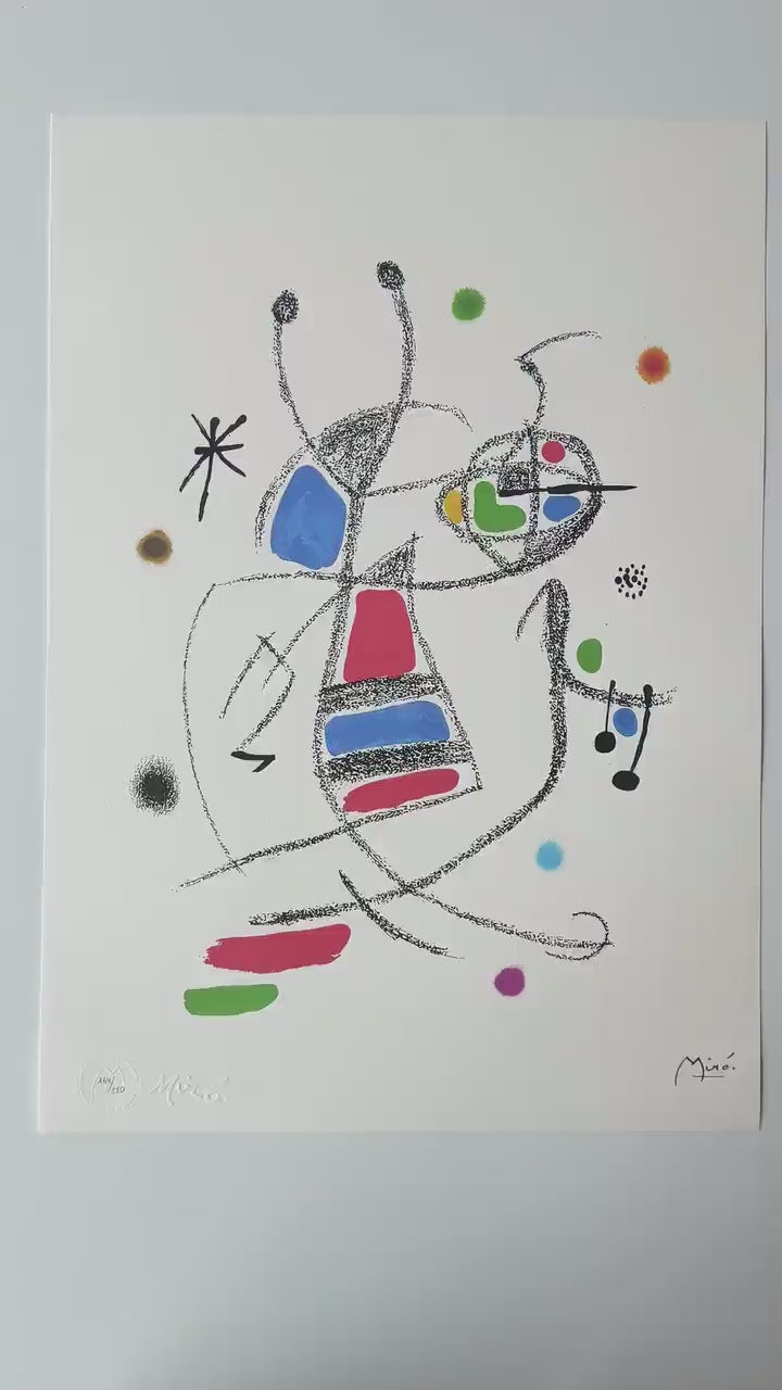 Genummerde editie Joan Miró, Abstract prachtige levendige kleuren - Gesigneerd - Certificaat -  limited Barcelona Espana -