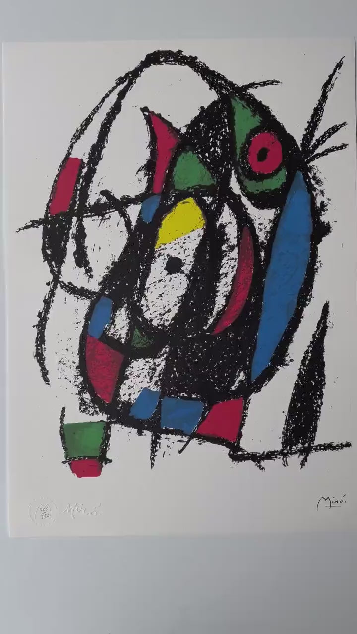 Joan Miró, Abstract prachtige levendige kleuren - Gesigneerd - Certificaat - stempel limited Barcelona Espana - Arches paper