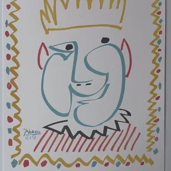 Pablo Picasso, Le Roi (The King), 1951 - Gesigneerd - Certificaat - stamp Museu Picasso - Arches paper- lithograph