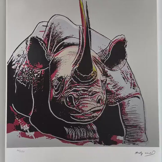 ANDY WARHOL Neushoorn Gesigneerd - Certificaat Leo Castelli - Pop art  Bedreigde diersoorten- lithograph