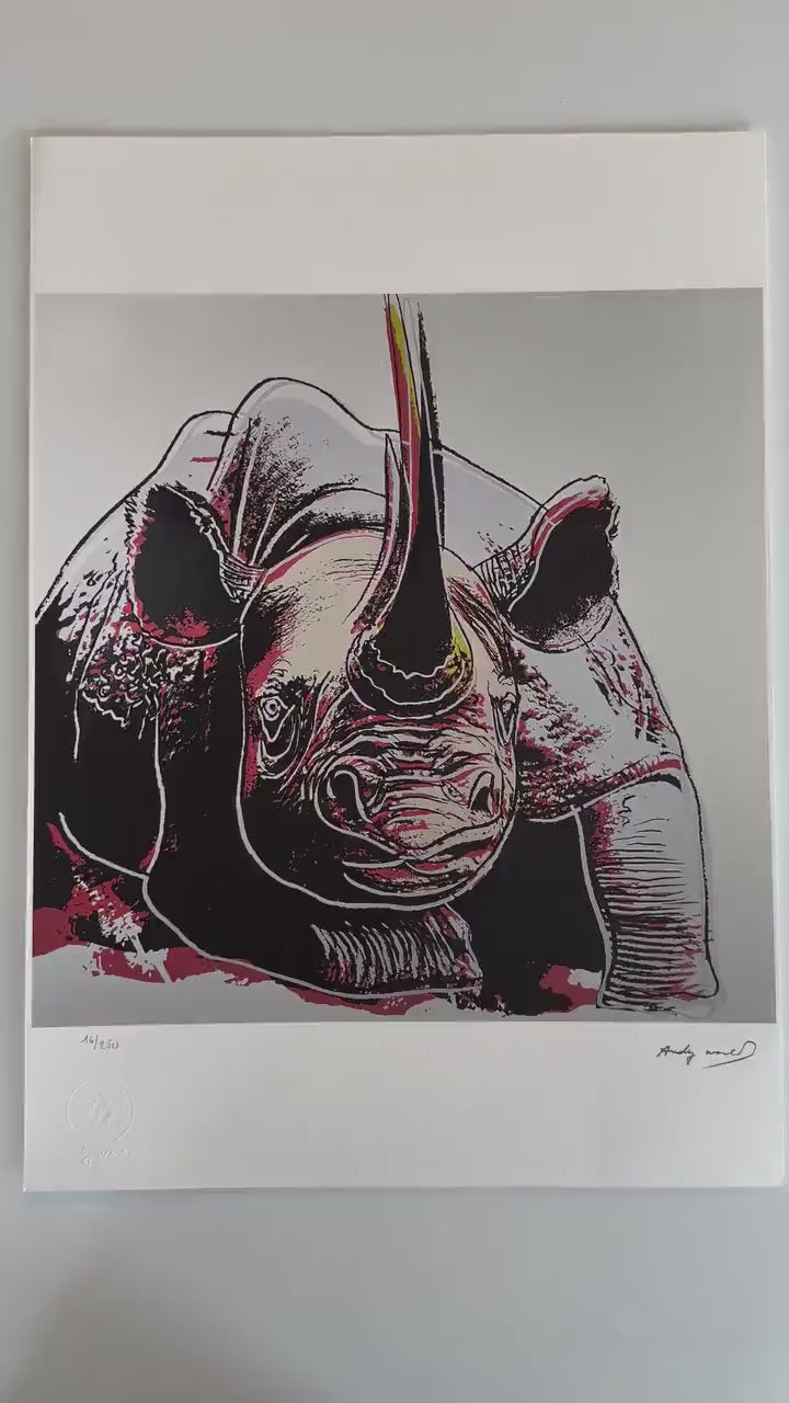 ANDY WARHOL Neushoorn Gesigneerd - Certificaat Leo Castelli - Pop art  Bedreigde diersoorten- lithograph