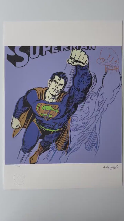 Genummerde editie ANDY WARHOL Superman paars Gesigneerd - Certificaat Leo Castelli - Pop art Myths - lithograph