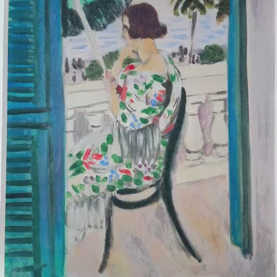 HENRI MATISSE Femme assise sur un balcon Gesigneerd - Certificaat - Limited lithografie  - Franse kunstenaar -