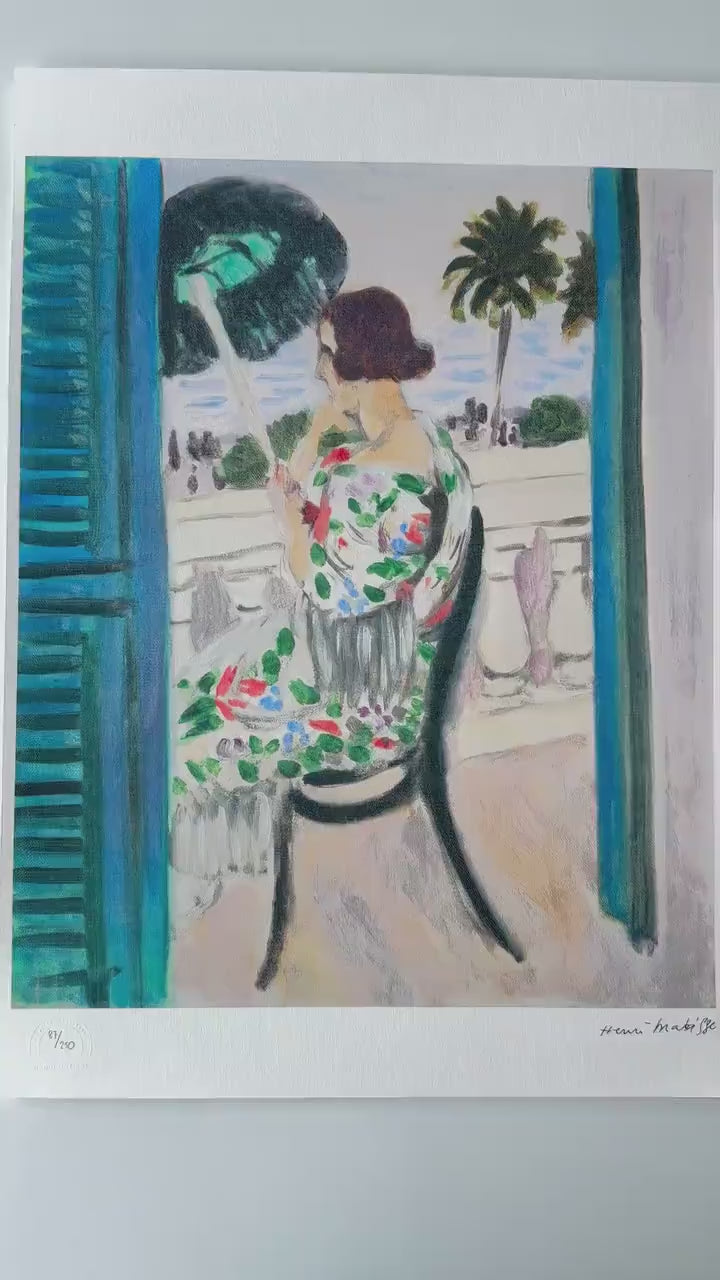 HENRI MATISSE Femme assise sur un balcon Gesigneerd - Certificaat - Limited lithografie  - Franse kunstenaar -