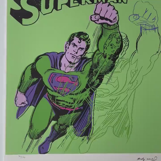 Genummerde editie ANDY WARHOL Superman groen Gesigneerd - Certificaat Leo Castelli - Pop art Myths - lithograph