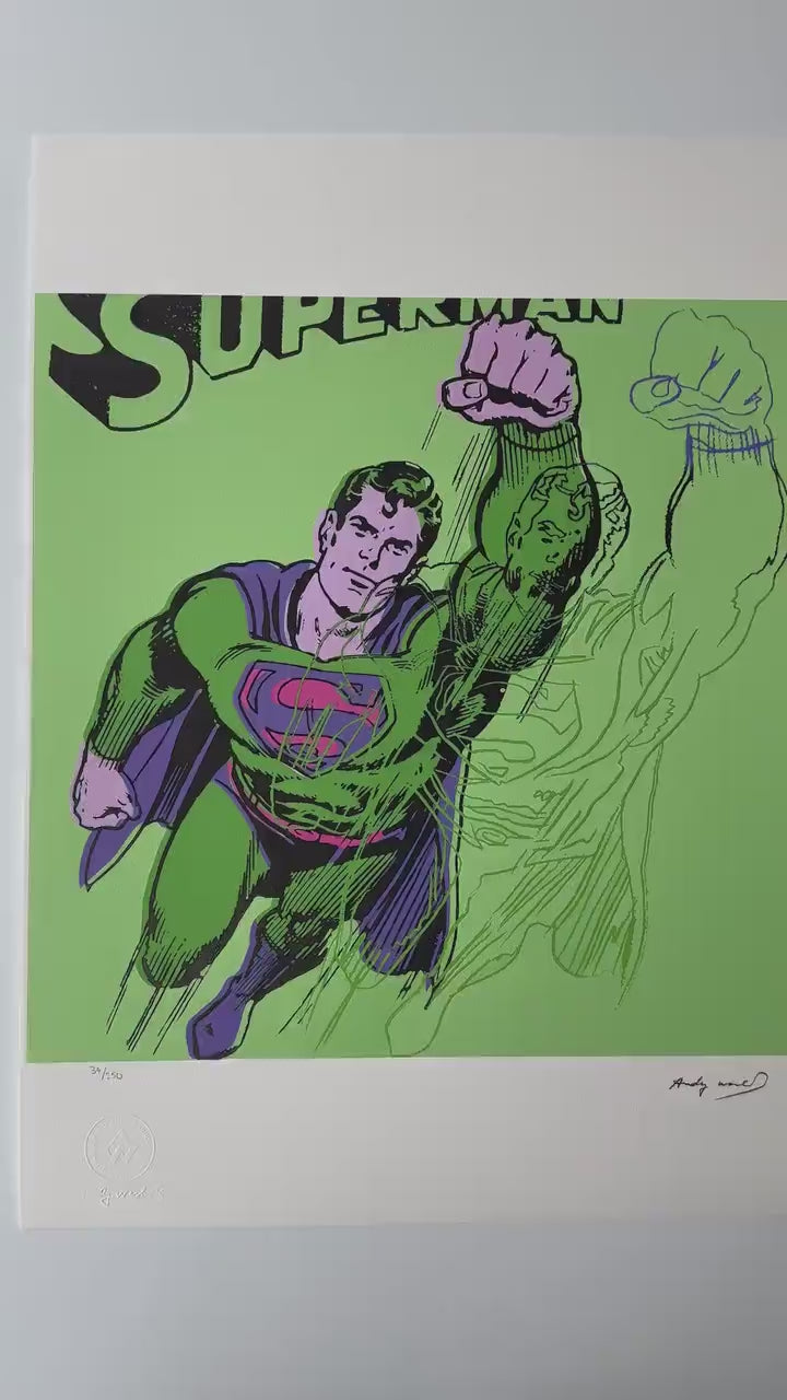 Genummerde editie ANDY WARHOL Superman groen Gesigneerd - Certificaat Leo Castelli - Pop art Myths - lithograph