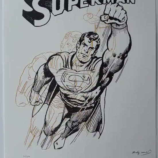 Genummerde editie ANDY WARHOL Superman wit Gesigneerd - Certificaat Leo Castelli - Pop art Myths - lithograph