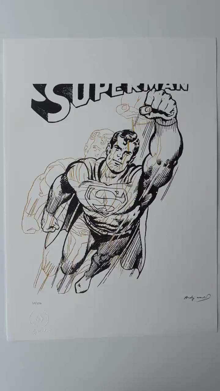 Genummerde editie ANDY WARHOL Superman wit Gesigneerd - Certificaat Leo Castelli - Pop art Myths - lithograph