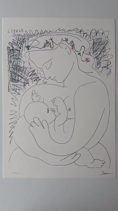 Pablo Picasso, (Grand Maternity), 1963 - Gesigneerd - Certificaat - stamp Museu Picasso - Arches paper