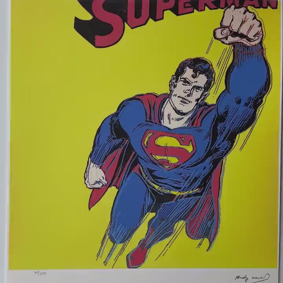 Genummerde editie ANDY WARHOL Superman geel Gesigneerd - Certificaat Leo Castelli - Pop art Myths - lithograph