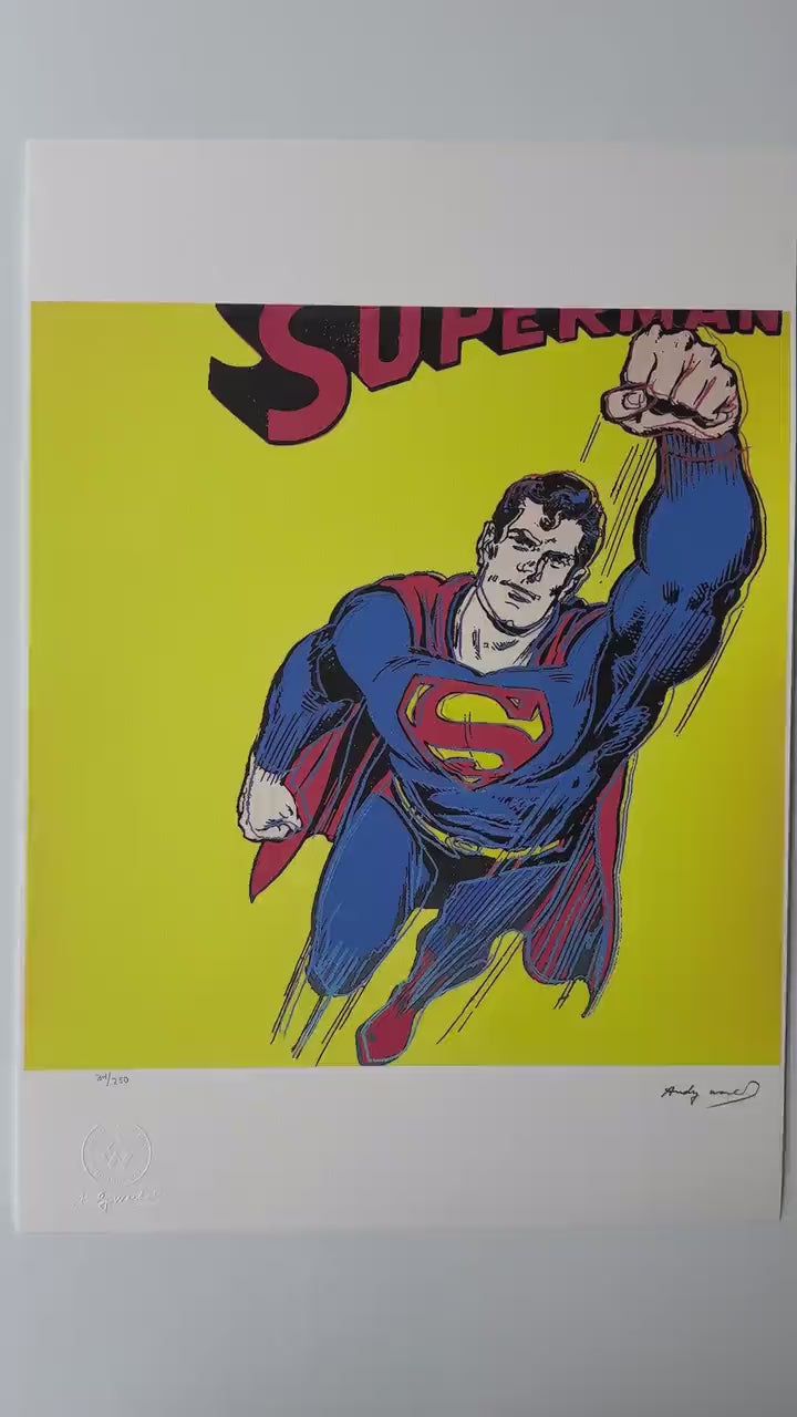 Genummerde editie ANDY WARHOL Superman geel Gesigneerd - Certificaat Leo Castelli - Pop art Myths - lithograph