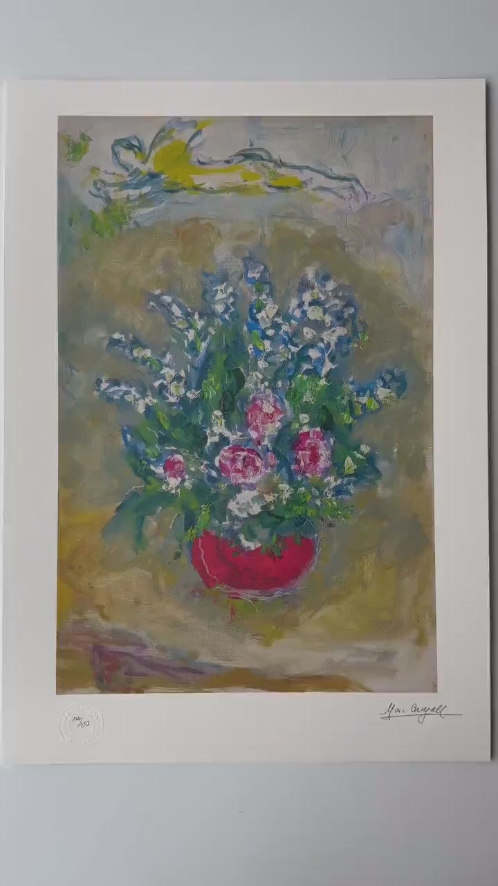 Genummerde editie Marc Chagall bloemen Gesigneerd - certificaat - lithograph