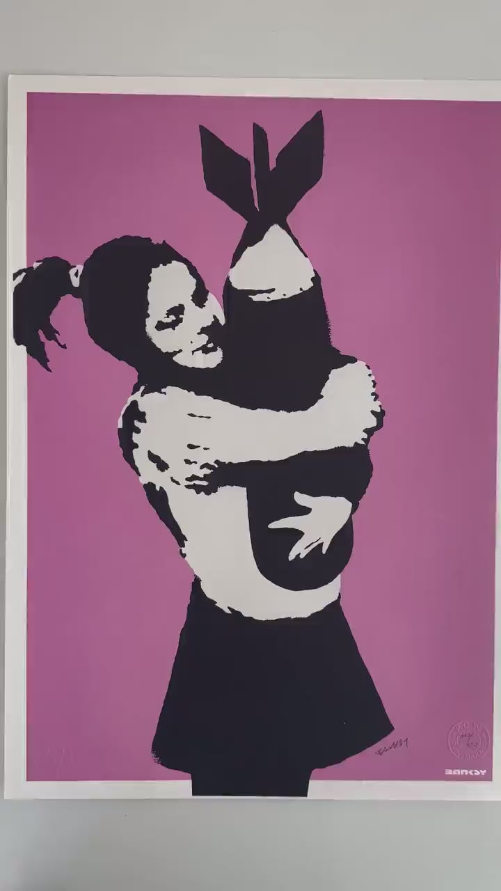 BANKSY  Bomb Lover Gesigneerd - certificaat - Banksy Grafitti Art, Banksy Wall Art, Banksy Lithograph, Banksy Gift, Banksy Stencil Art