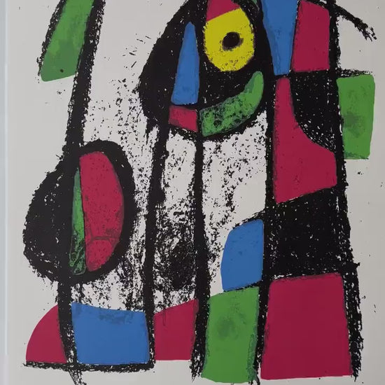 Joan Miró, Abstract prachtige levendige kleuren - Gesigneerd - Certificaat - stempel limited Barcelona Espana - Arches paper