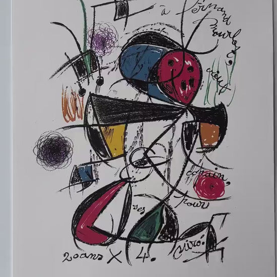 Joan Miró, Abstract prachtige levendige kleuren - Gesigneerd - Certificaat - stempel limited Barcelona Espana - Arches paper