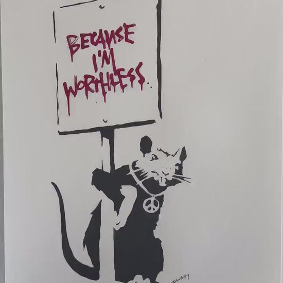 BANKSY  Because I'm Worthless Gesigneerd - certificaat - Banksy Grafitti Art, Banksy Wall Art, Banksy Lithograph, Banksy Gift,