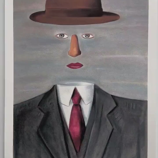 René Margritte, Surrealisme man met hoed - Gesigneerd - Certificaat - stempel Limited Edition lithograph - Arches paper