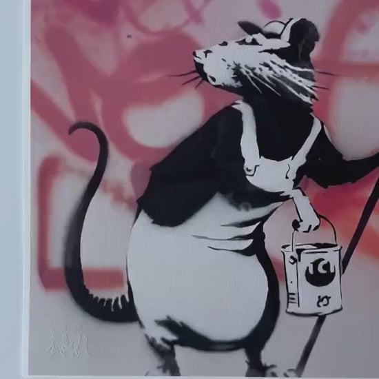 BANKSY  Rat with roller - certificaat - Banksy Grafitti Art, Banksy Wall Art, Banksy Lithograph, Banksy Gift, Banksy Stencil Art