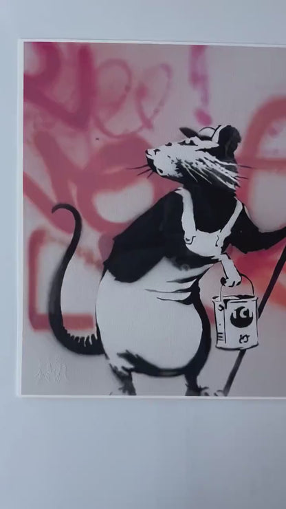 BANKSY  Rat with roller - certificaat - Banksy Grafitti Art, Banksy Wall Art, Banksy Lithograph, Banksy Gift, Banksy Stencil Art