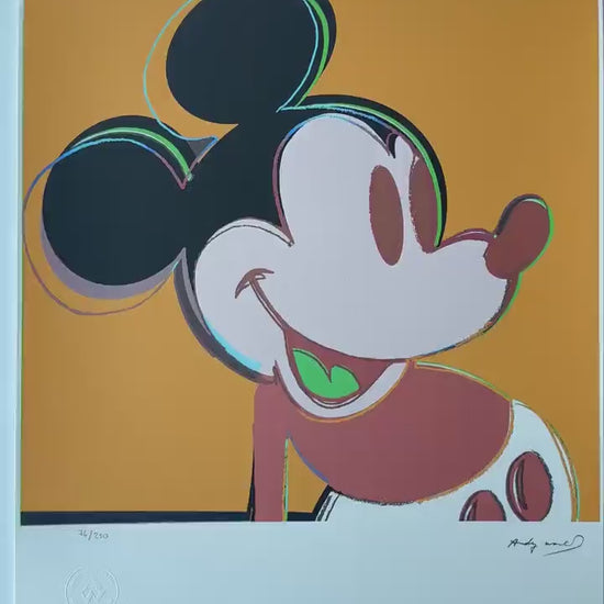 Genummerde editie ANDY WARHOL Mickey mouse donkergeel Gesigneerd - Certificaat - Leo Castelli - Pop art -- lithograph