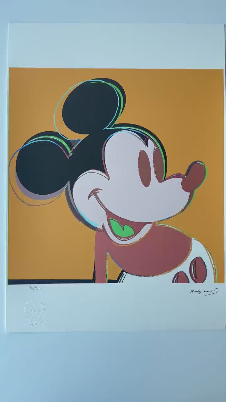 Genummerde editie ANDY WARHOL Mickey mouse donkergeel Gesigneerd - Certificaat - Leo Castelli - Pop art -- lithograph