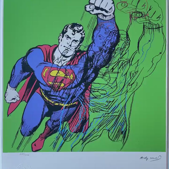 Genummerde editie ANDY WARHOL Superman groen Gesigneerd - Certificaat - Leo Castelli - Pop art -- lithograph