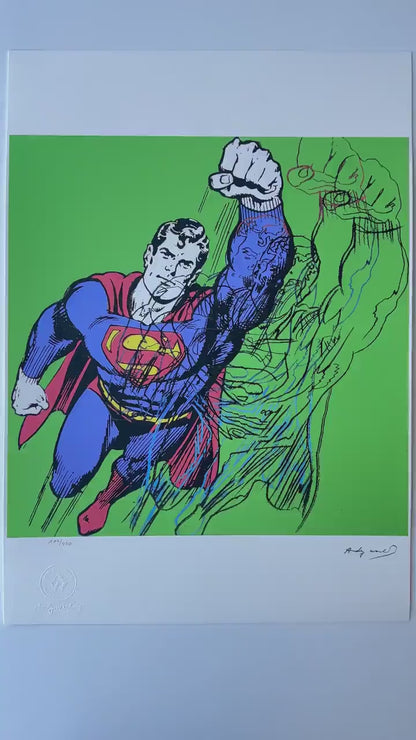 Genummerde editie ANDY WARHOL Superman groen Gesigneerd - Certificaat - Leo Castelli - Pop art -- lithograph