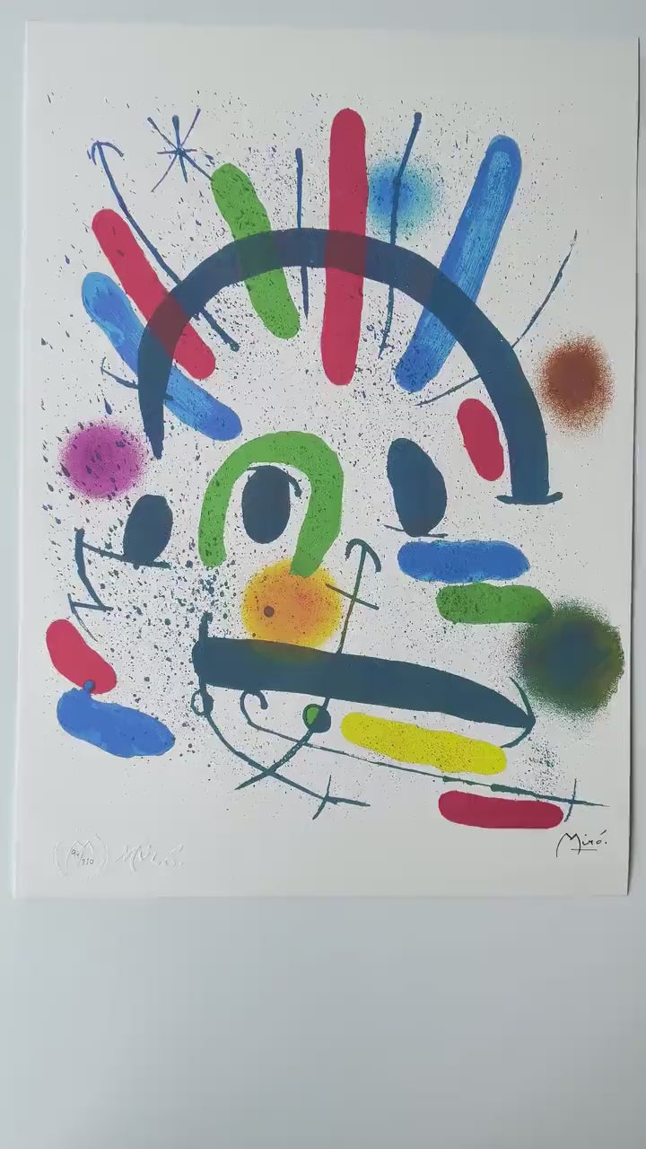 Genummerde editie Joan Miró, Abstract prachtige levendige kleuren - Gesigneerd - Certificaat -  limited Barcelona Espana -