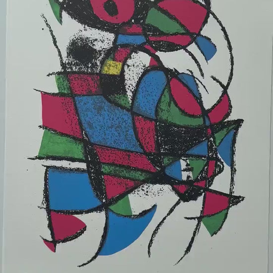 Joan Miró, Abstract prachtige levendige kleuren - Gesigneerd - Certificaat - stempel limited Barcelona Espana - Arches paper