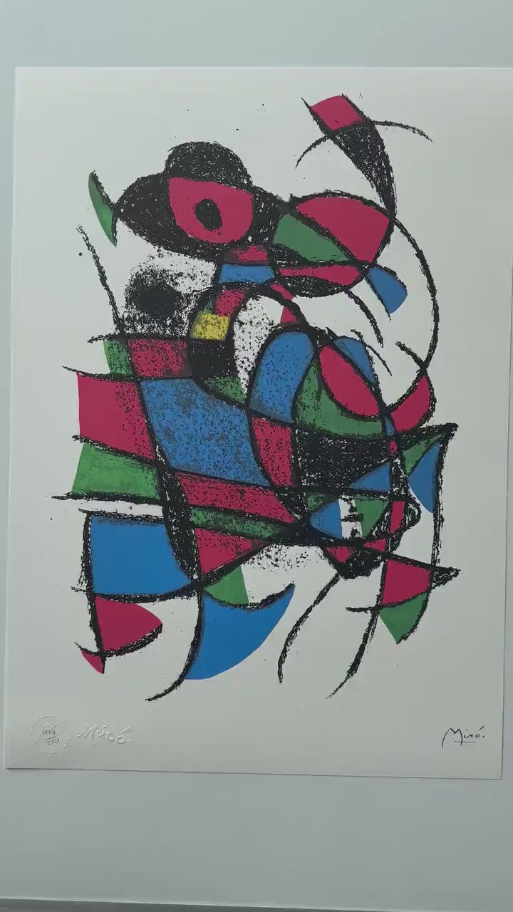 Joan Miró, Abstract prachtige levendige kleuren - Gesigneerd - Certificaat - stempel limited Barcelona Espana - Arches paper