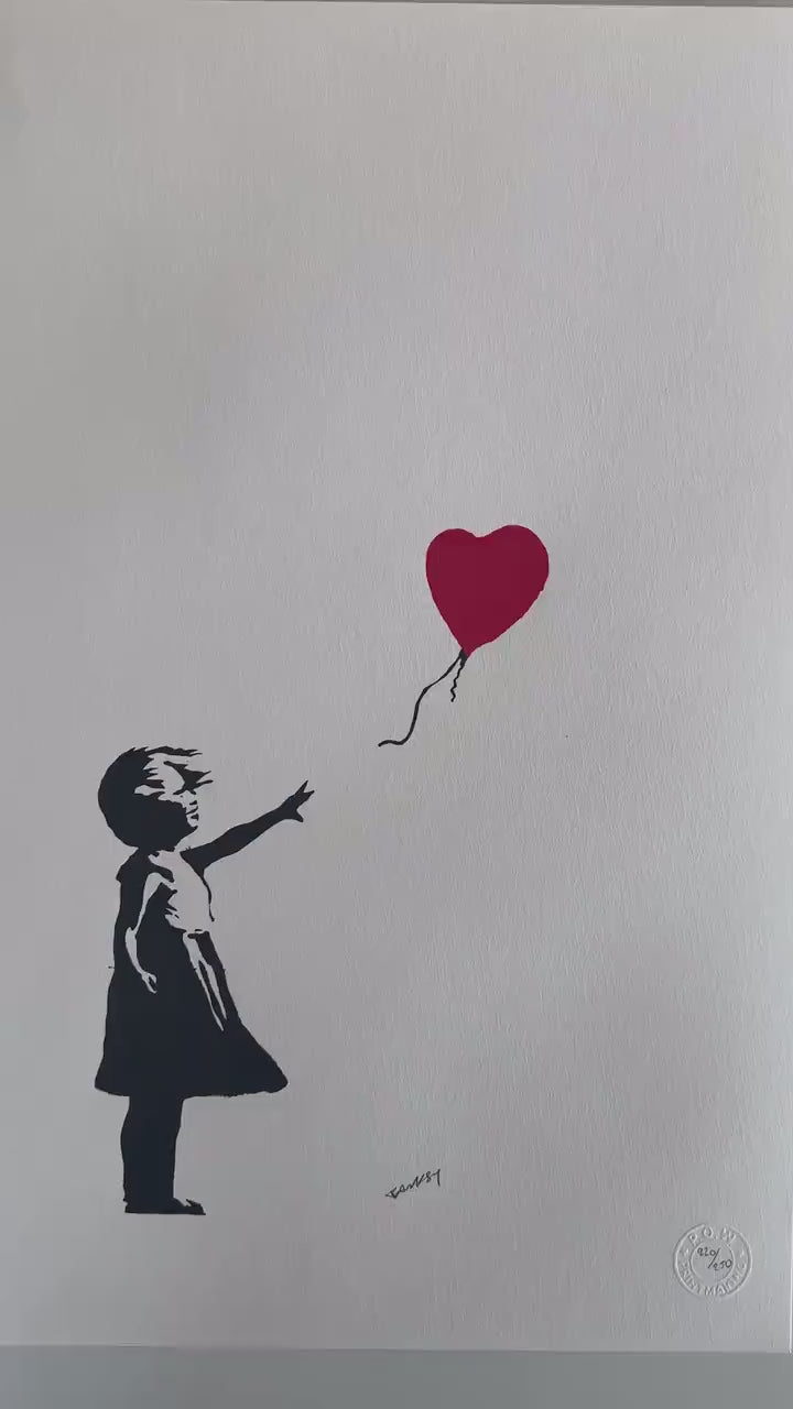 BANKSY  Girl With the Ballon Gesigneerd - certificaat - Banksy Grafitti Art, Banksy Wall Art, Banksy Lithograph, Banksy Gift,