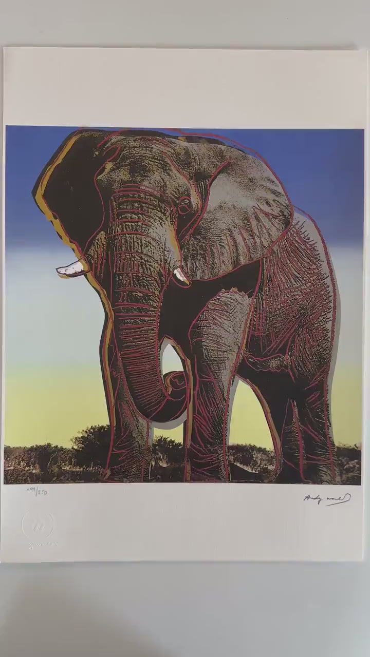 ANDY WARHOL Olifant Gesigneerd - Certificaat Leo Castelli - Pop art  Bedreigde diersoorten- lithograph